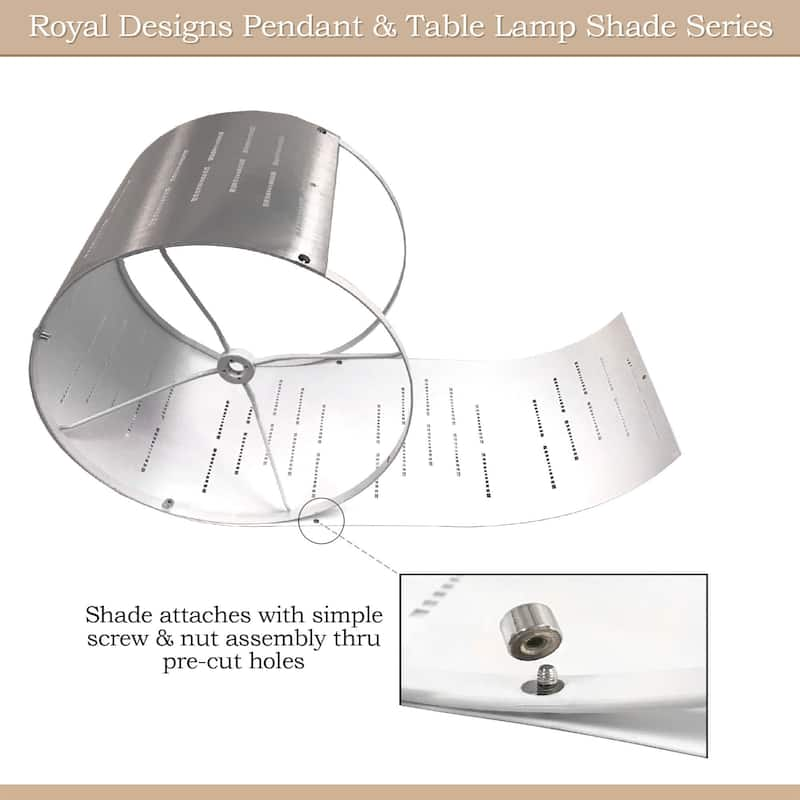 Royal Designs, Inc. Do-It-Yourself "DIY" Metallic Stencil Design Hardback Lamp Shade, Polished Nickel Finish, 14" x 14" x 10"