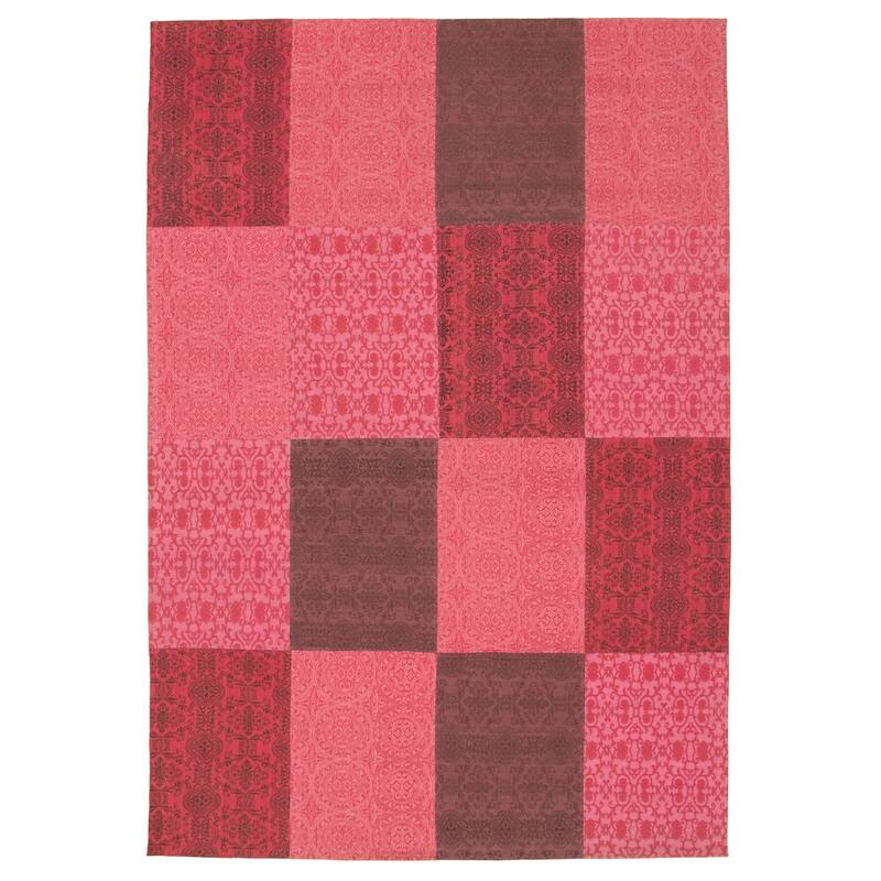 Handmade Collage Pink Chenille Rug 6'7 x 9'9/6'7" x 9'9" Bed Bath