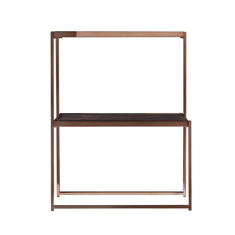 Silver Orchid Tarton Mirrored Side Table w/ Faux Stone Glass