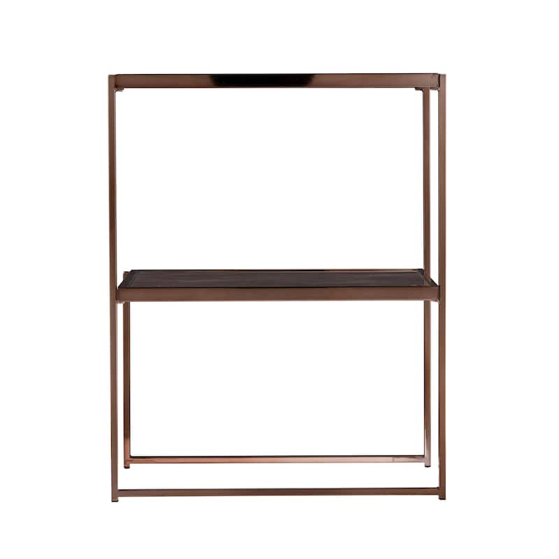 Silver Orchid Tarton Mirrored Side Table w/ Faux Stone Glass