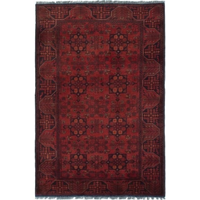 Hand-knotted Finest Khal Mohammadi Red Wool Rug