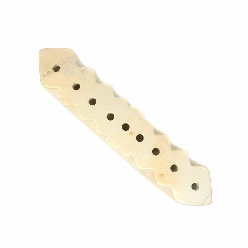 Handmade Carved Soapstone Menorah, White Etched