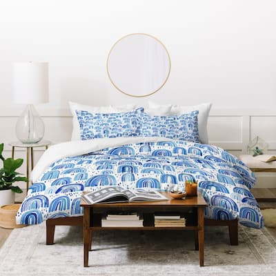 Deny Designs Blue Rainbow 3 Piece Duvet Cover Set