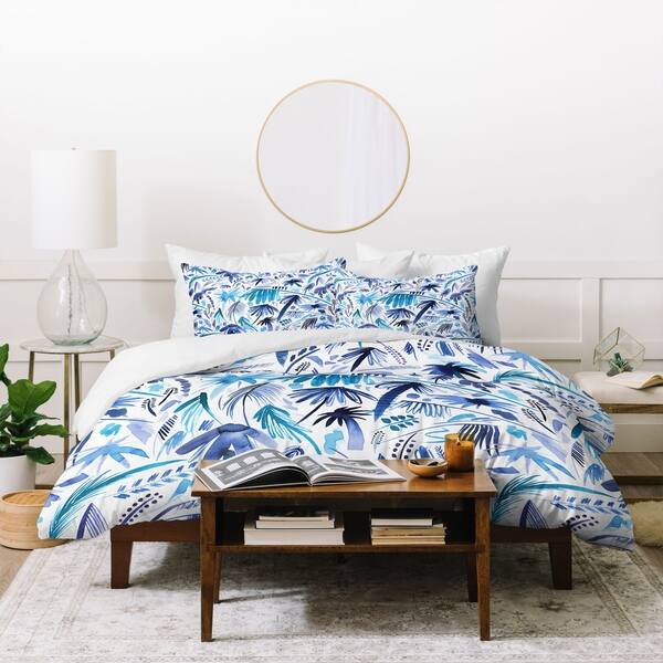 slide 2 of 4, Ninola Design Tropical Relaxing Palms Blue Duvet Cover Set