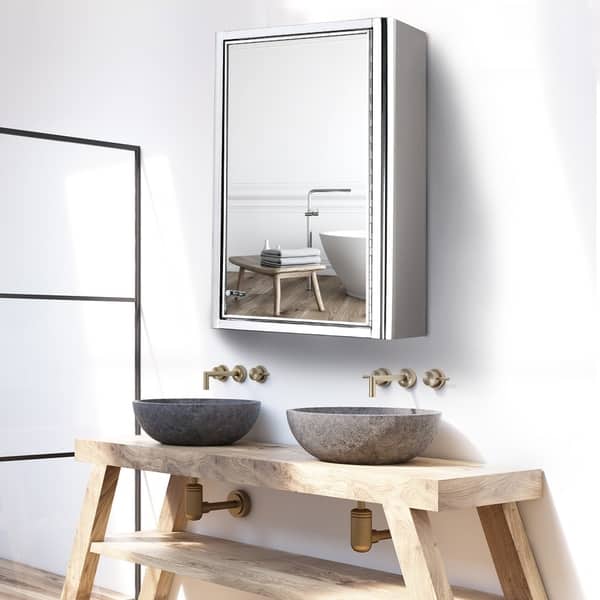 Kleankin 14 W X 20 H Wall Mounted Bathroom Medicine Cabinet Wall Mounted Bathroom Medicine Cabinet