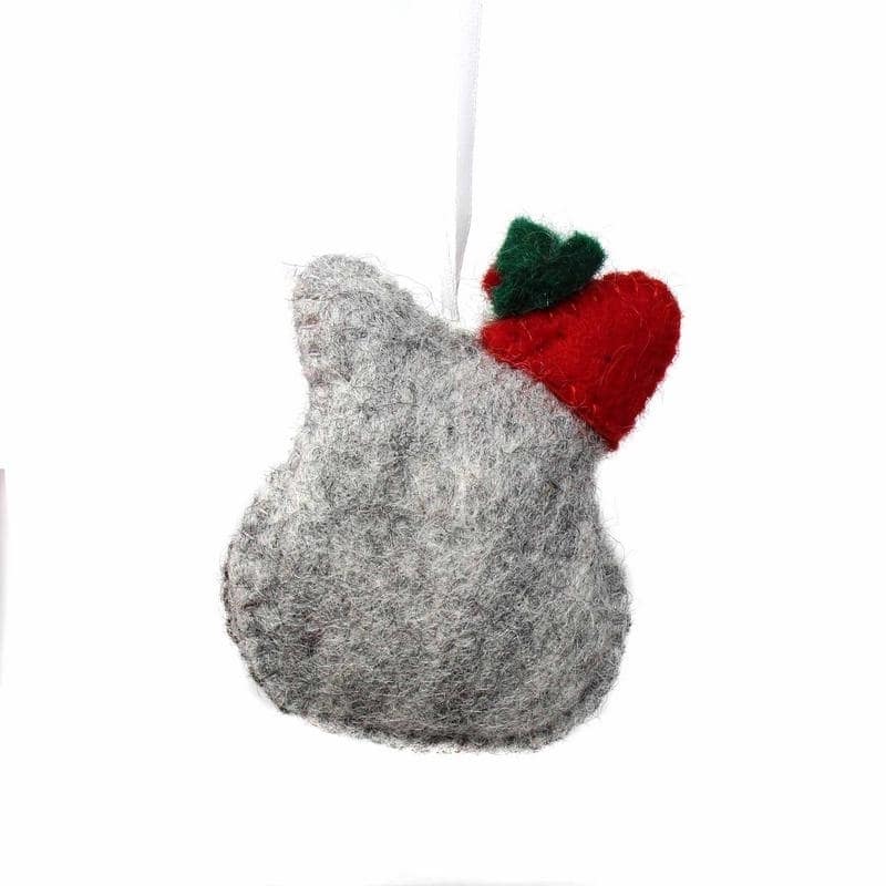 Handmade Felted Wool Christmas Ornament, Owl