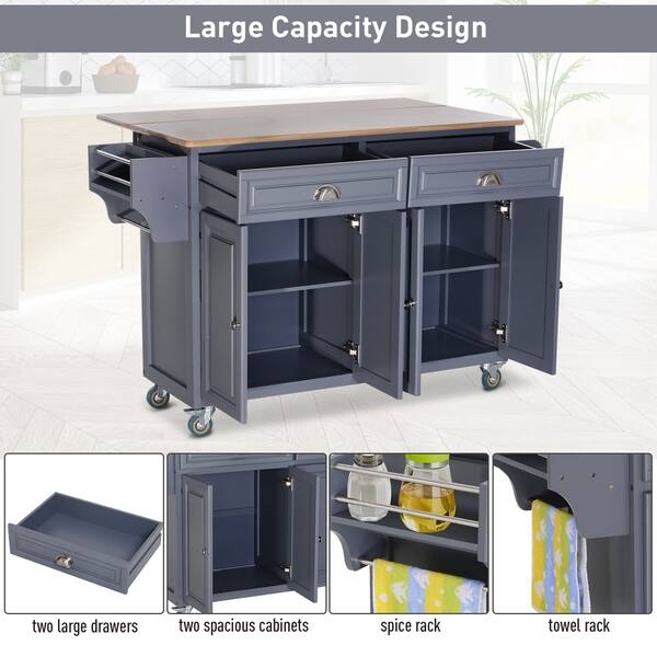 Shop Homcom Rolling Oak Wood Drop Leaf Kitchen Island Cart With