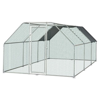 Shop Pawhut Galvanized Metal Chicken Coop Cage with Cover 