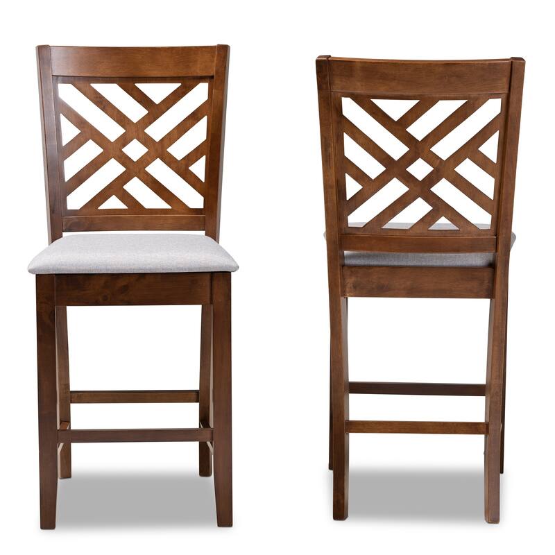 Caron Modern and Contemporary Upholstered 2-Piece Wood Pub Chair Set