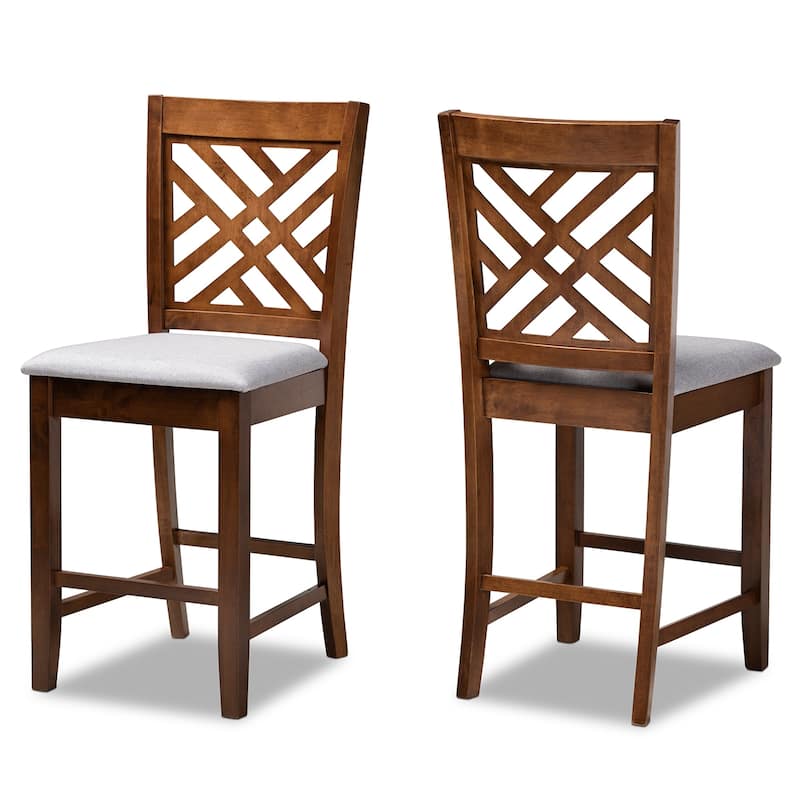 Caron Modern and Contemporary Upholstered 2-Piece Wood Pub Chair Set - Counter Height - Set of 2