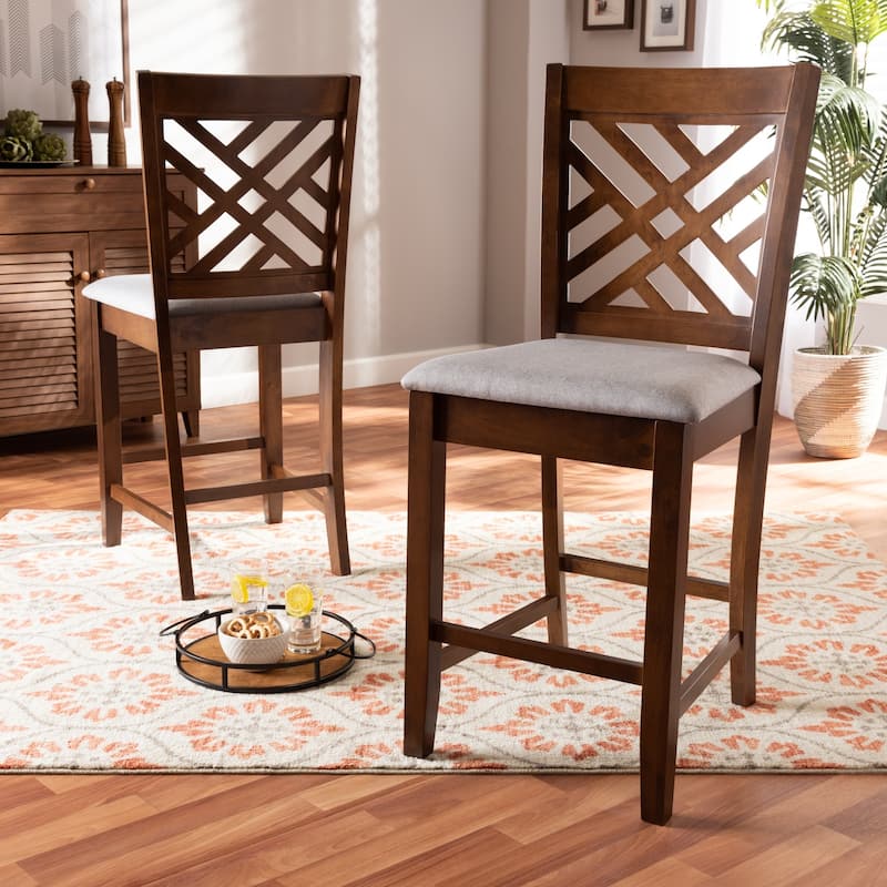 Caron Modern and Contemporary Upholstered 2-Piece Wood Pub Chair Set