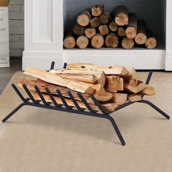 Outsunny Firewood Log Grate for Indoor Wood Burning Fireplace Steel 21 L