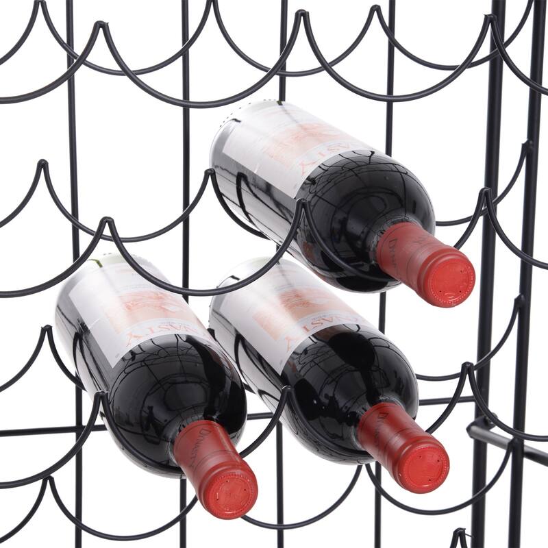 HOMCOM 35 Bottle Wrought Iron Wine Rack Jail with Lock - Black - 17.5*14*38.5