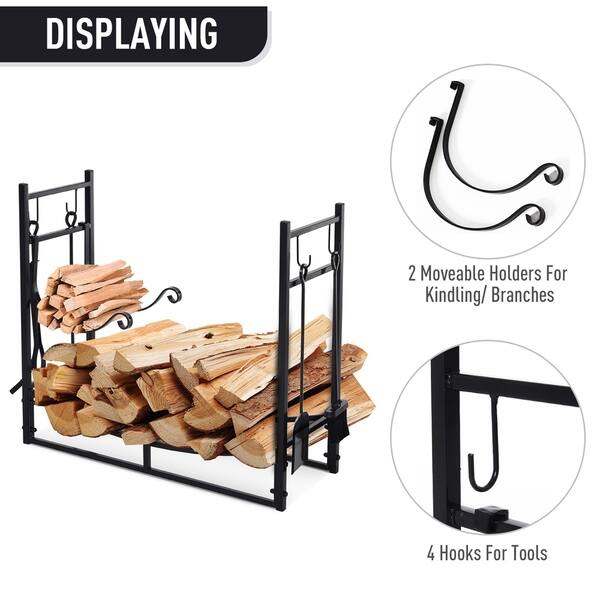 Shop Outsunny Firewood Log Rack Holder With Fireplace Tools