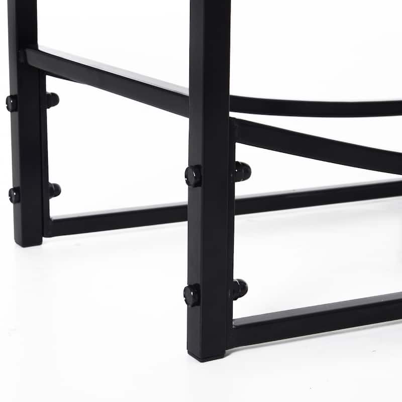 Outsunny Wrought Iron Metal Heavy-Duty Firewood Rack Indoor & Outdoor with Fireplace Tool Set