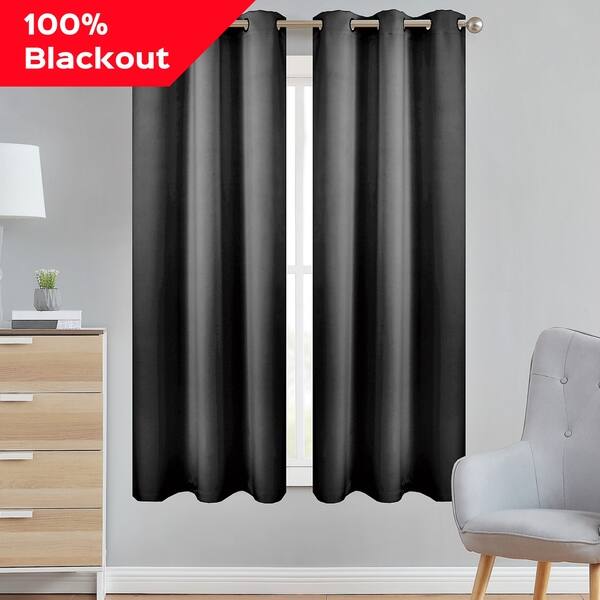 2 Panels Blackout Curtains For Bedroom 100 Total Light Blocking Thermal Insulated Lined Grommet