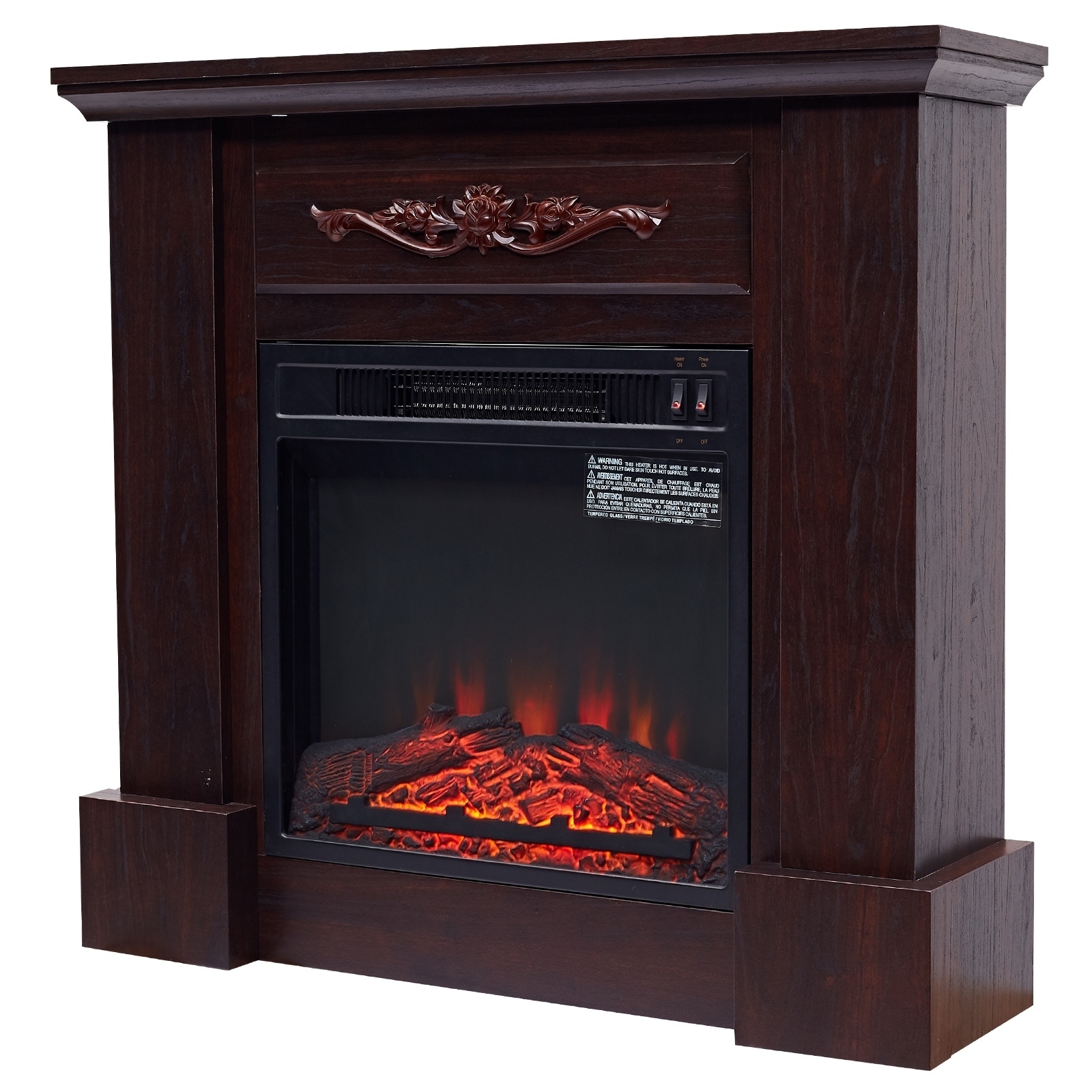 Homcom Freestanding Electric Fireplace Heater With Mantel Wood 1400w 30 H N A Overstock 29813620