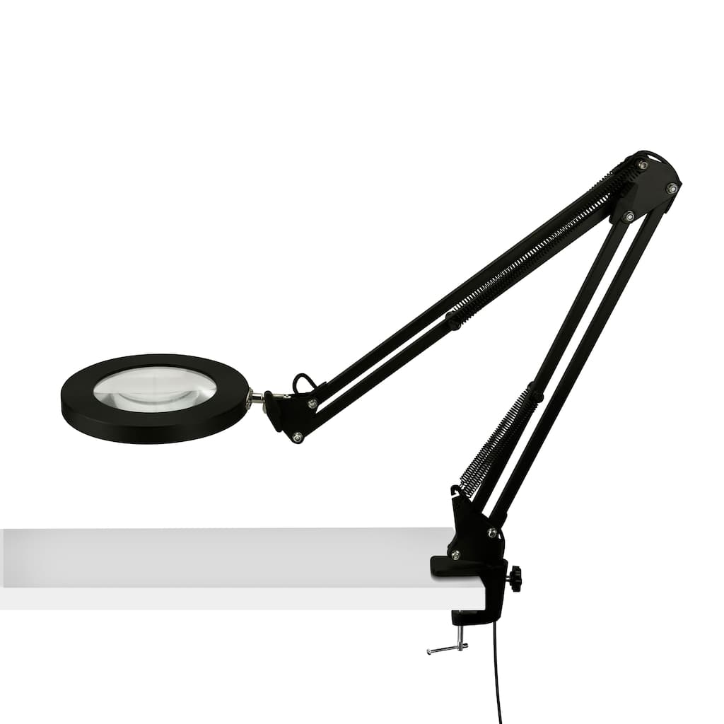Dahl Black LED Desk Lamp Adjustable Arm Dimmable Glass Magnification
