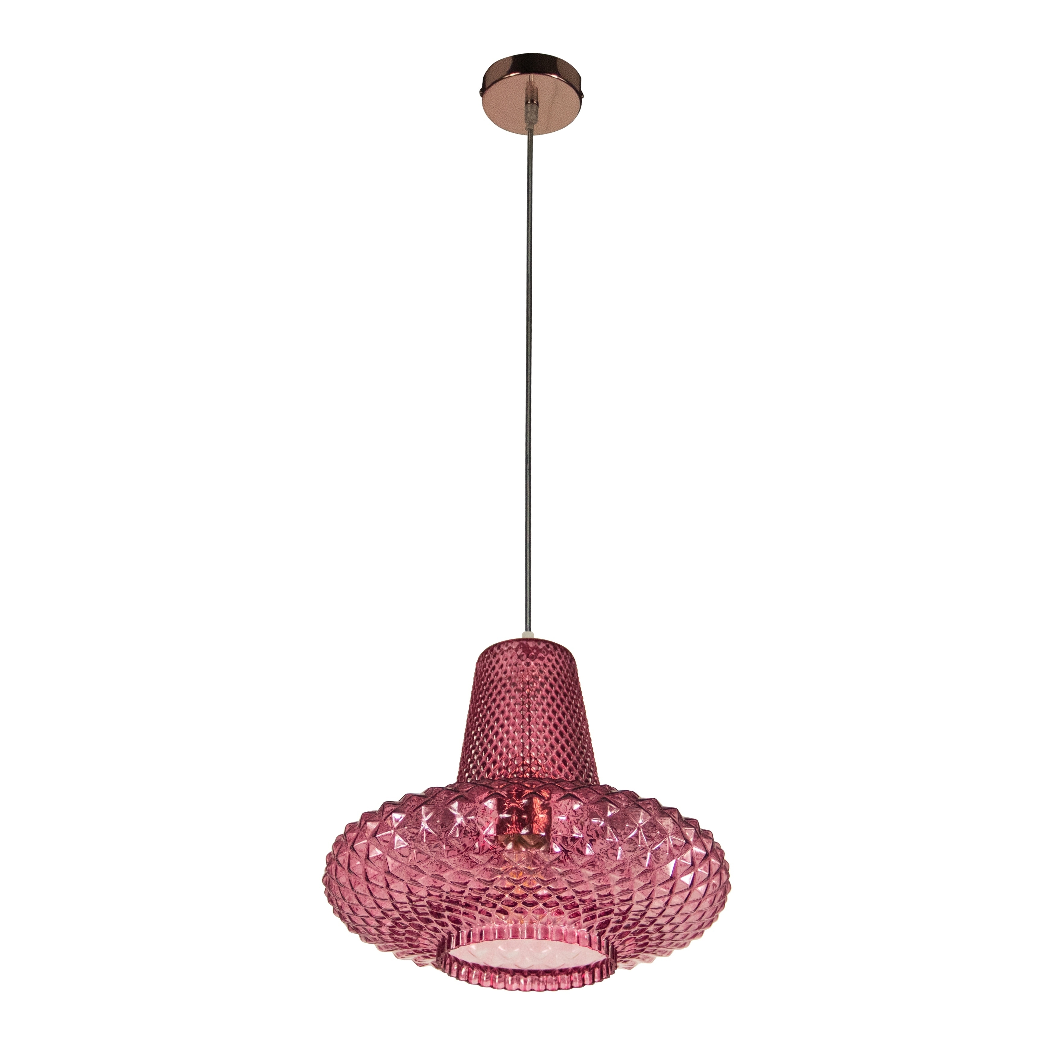 Canyon Home Vintage Pendant Light Fixture with Pink Glass Shade, Home Decor, Overhead Ceiling Lighting - Chandeliers For Bedrooms by Overstock.com