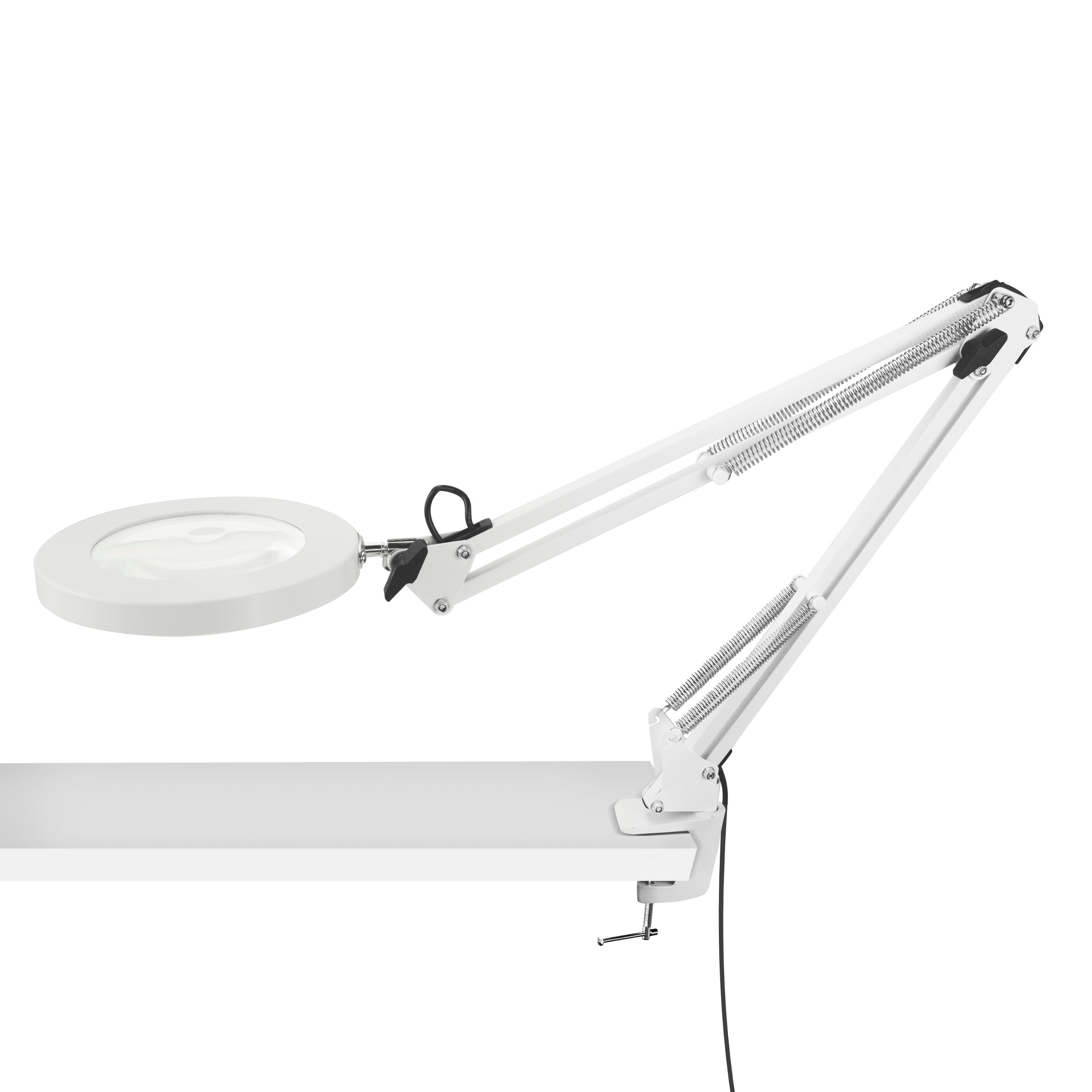 Canyon Home Magnifier LED Desk Light, White Long Adjustable Arm with Enhanced Glass Magnification, Dimmable Ring Lighting - Chandeliers For Bedrooms by Overstock.com