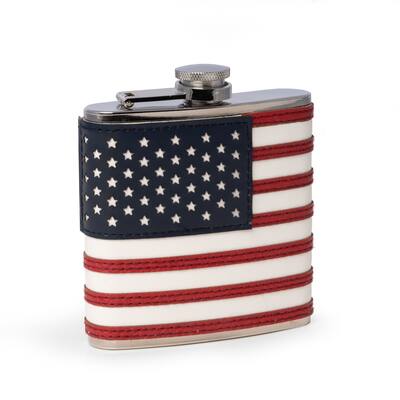 Reagan American Flag 6 Ounce Flask with Captive Cap