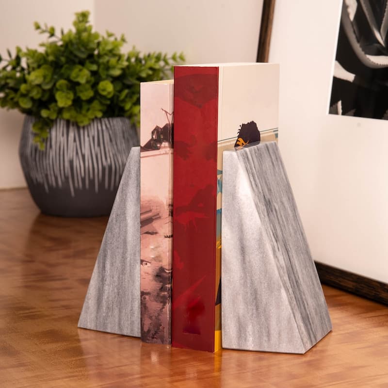 Harold Carrera Grey Marble Wedge Bookends