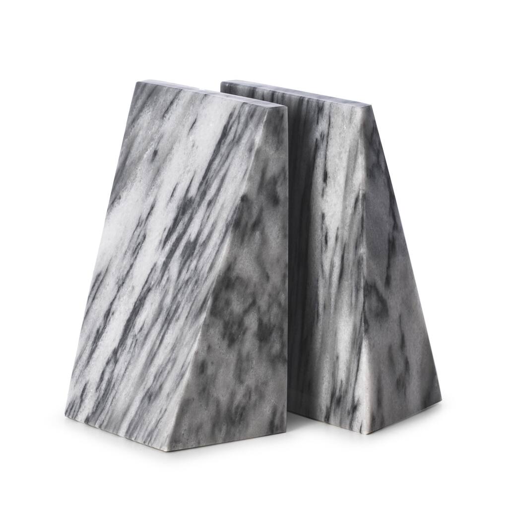 Harold Carrera Grey Marble Wedge Bookends