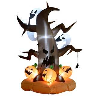 HomCom 8ft Halloween Inflatable LED Dead Tree w/Ghost Pumpkins Deals