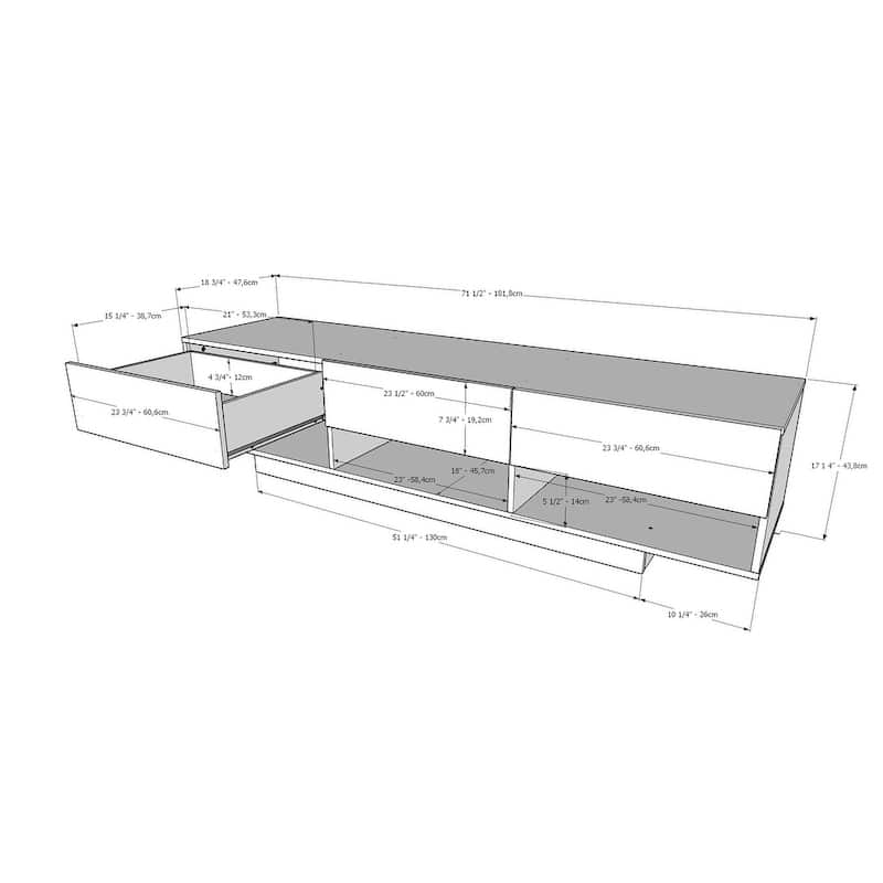 Nexera Rustik 72-inch 3-Drawer TV Stand