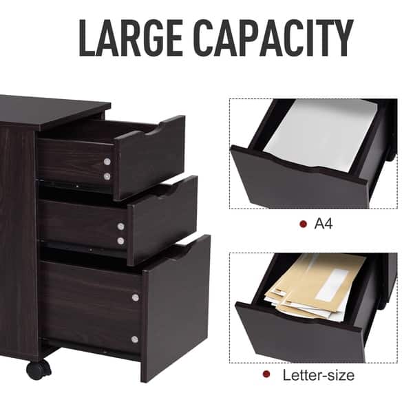 Shop Homcom 3 Drawer File Cabinet Rolling Vertical A4 Paper