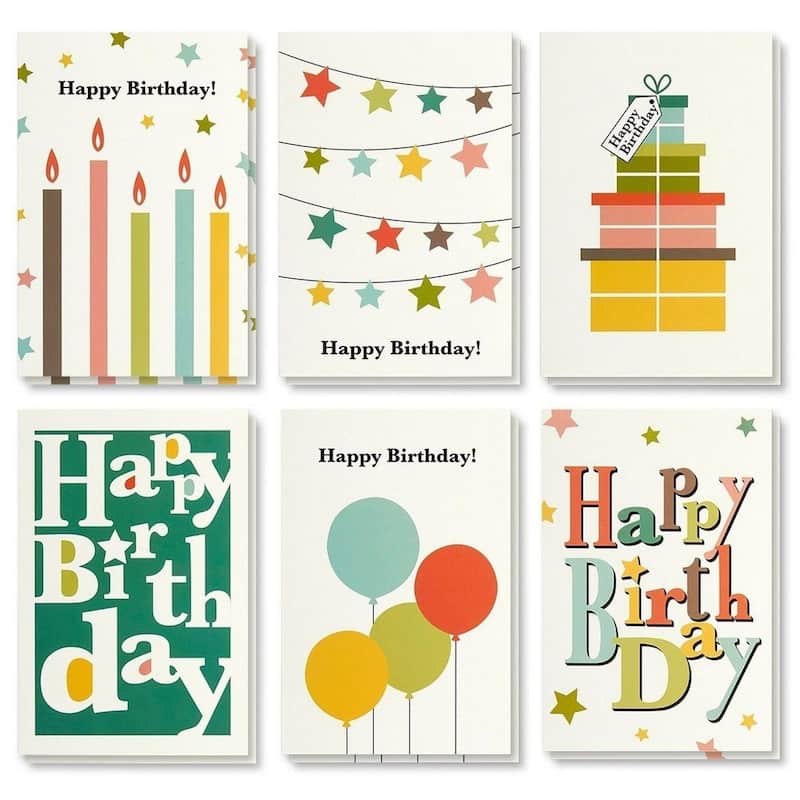 Paper Junkie 48 Pack Blank Birthday Cards with Envelopes Bulk, 6 Designs (4x6 In)