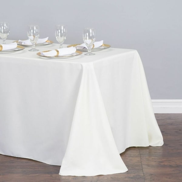 Polyester Linen Rectangle Table Cloth 90" x 156" White