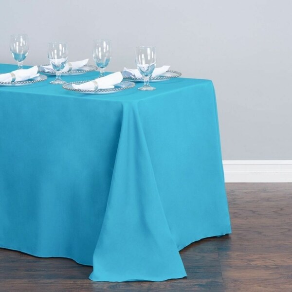 Polyester Linen Rectangle Table Cloth 90" x 156" Turquoise