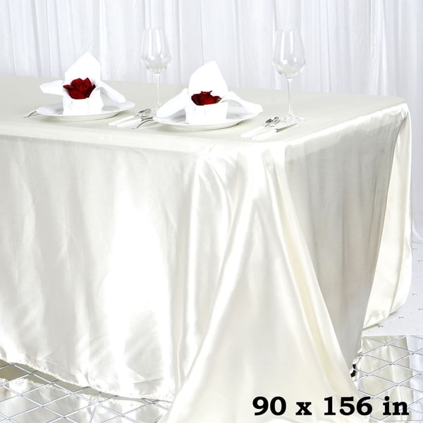 Satin Rectangle Tablecloth 90" x 156" Ivory