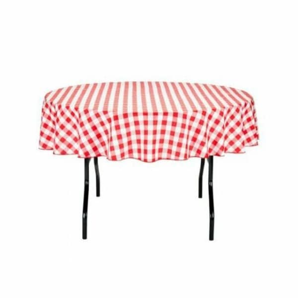 Polyester Round Gingham 70" Red & White
