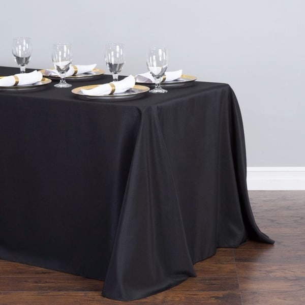 Polyester Linen Rectangle Table Cloth 90" x 156" Black