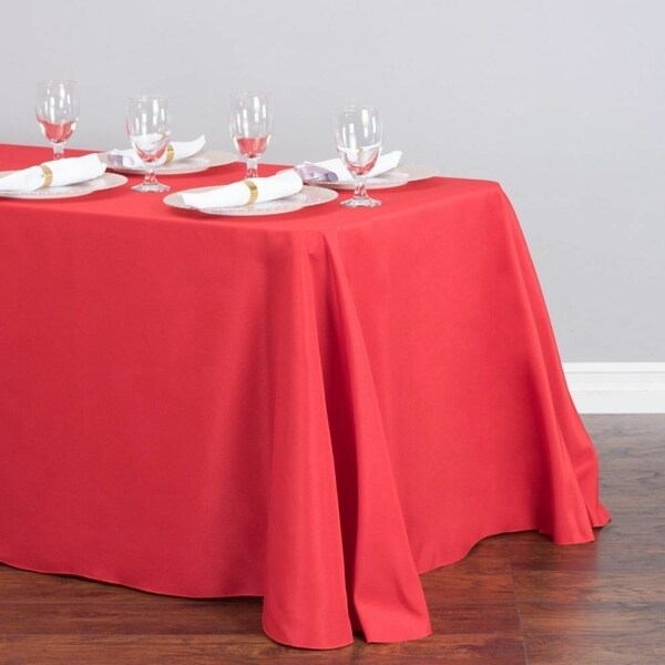 Polyester Linen Rectangle Table Cloth 90" x 156" Red