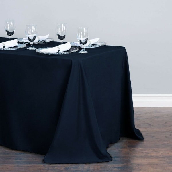 Polyester Linen Rectangle Table Cloth 90" x 156" Navy Blue