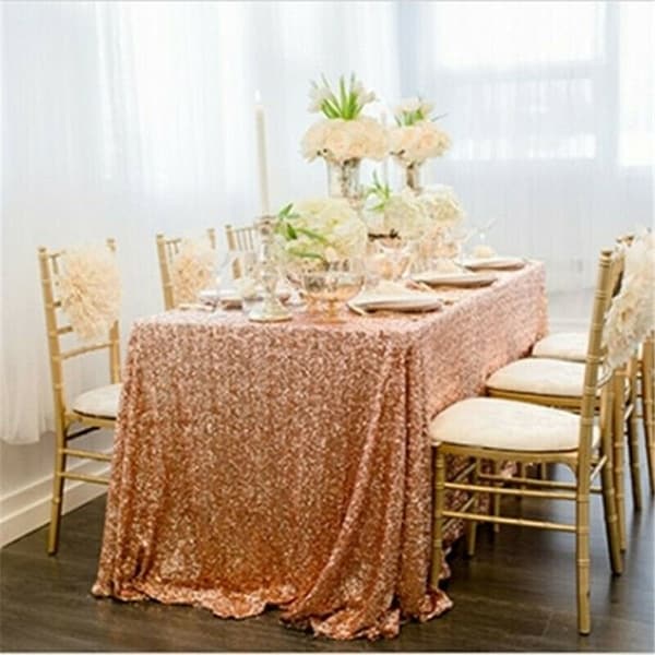 Sequin Sparkly Rectangular Tablecloth 60" x 102" Rose Gold