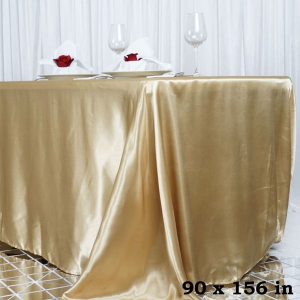 Satin Rectangle Tablecloth 90" x 156" Champagne
