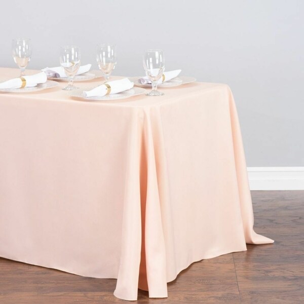 Polyester Linen Rectangle Table Cloth 90" x 156" Peach
