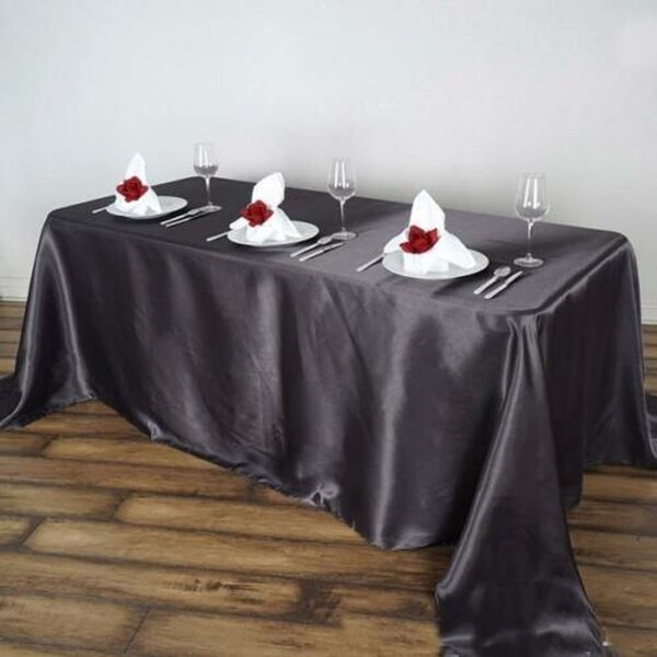 Satin Rectangle Tablecloth 90" x 156" Grey