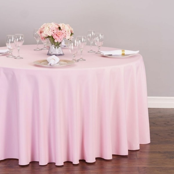 Polyester Round Tablecloth 108" Pink