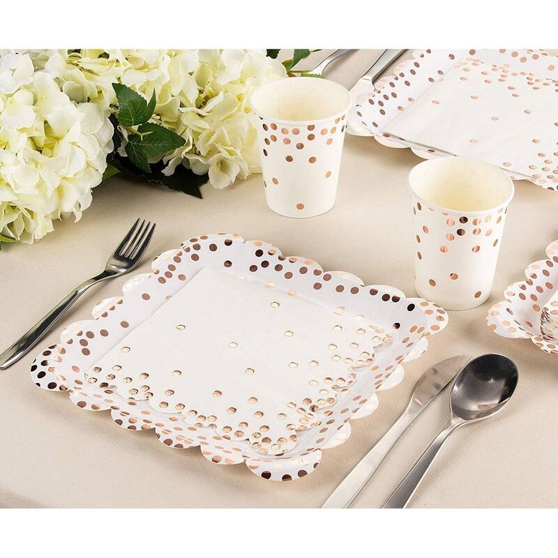 Rose Gold Napkins 50Pack Disposable Napkins with Rose Gold Foil Polka Dot Bed Bath & Beyond