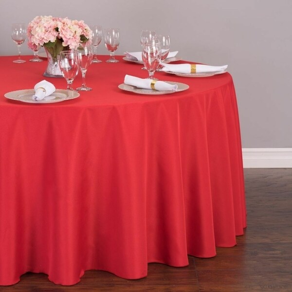Polyester Round Tablecloth 132" Red