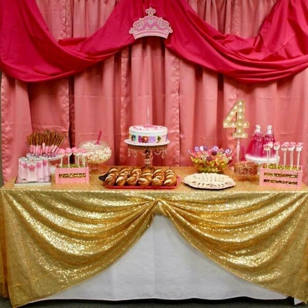 Sequin Tablecloth 50" x 102" Gold