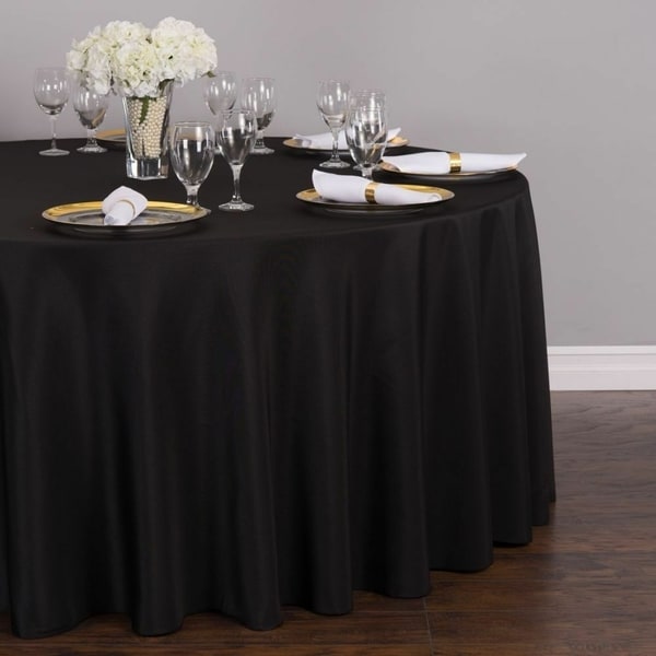 Polyester Round Tablecloth 132" Black