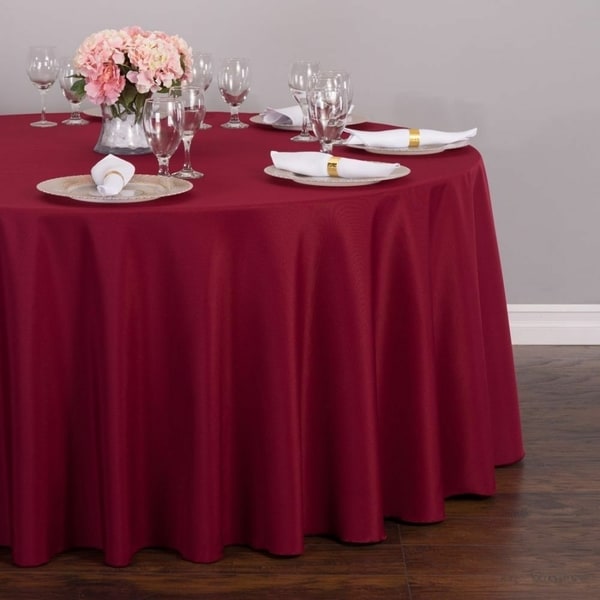 Polyester Round Tablecloth 132" Burgundy