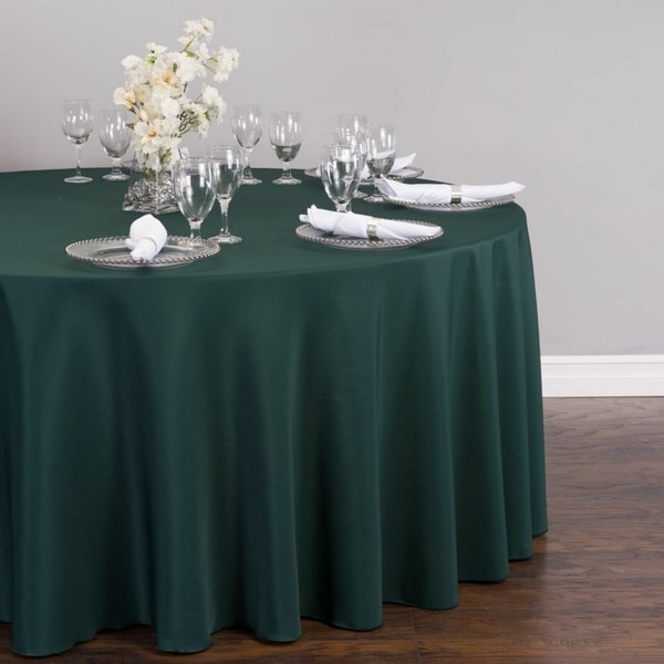 Polyester Round Tablecloth 132" Hunter Green