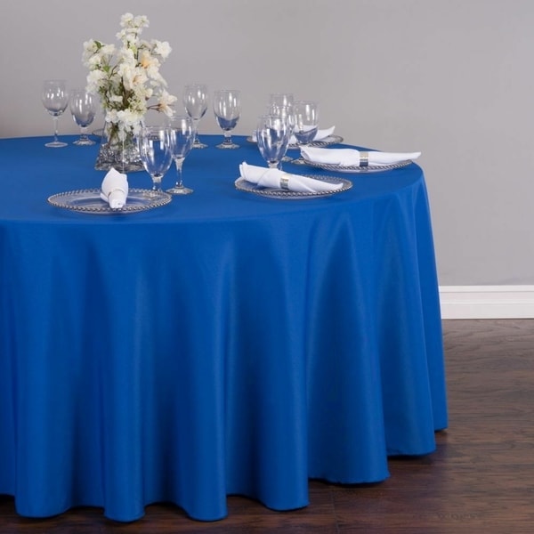 Polyester Round Tablecloth 132" Royal Blue